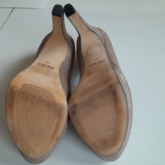Diesel Women’s 'Melrose' Ashly Platform Leather Heels Brown/Silver Size 7 - Picture 7 of 14